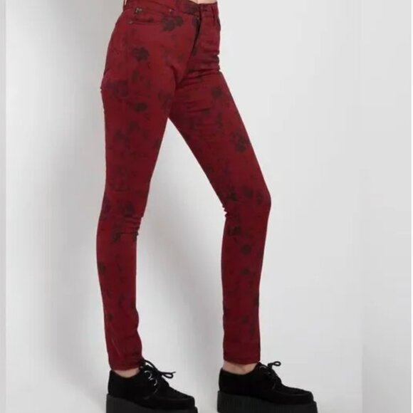 Tripp Nyc Dan Goodman Jeans High Waist Skinny Floral Print Red Size 27 / 5 - Picture 3 of 12